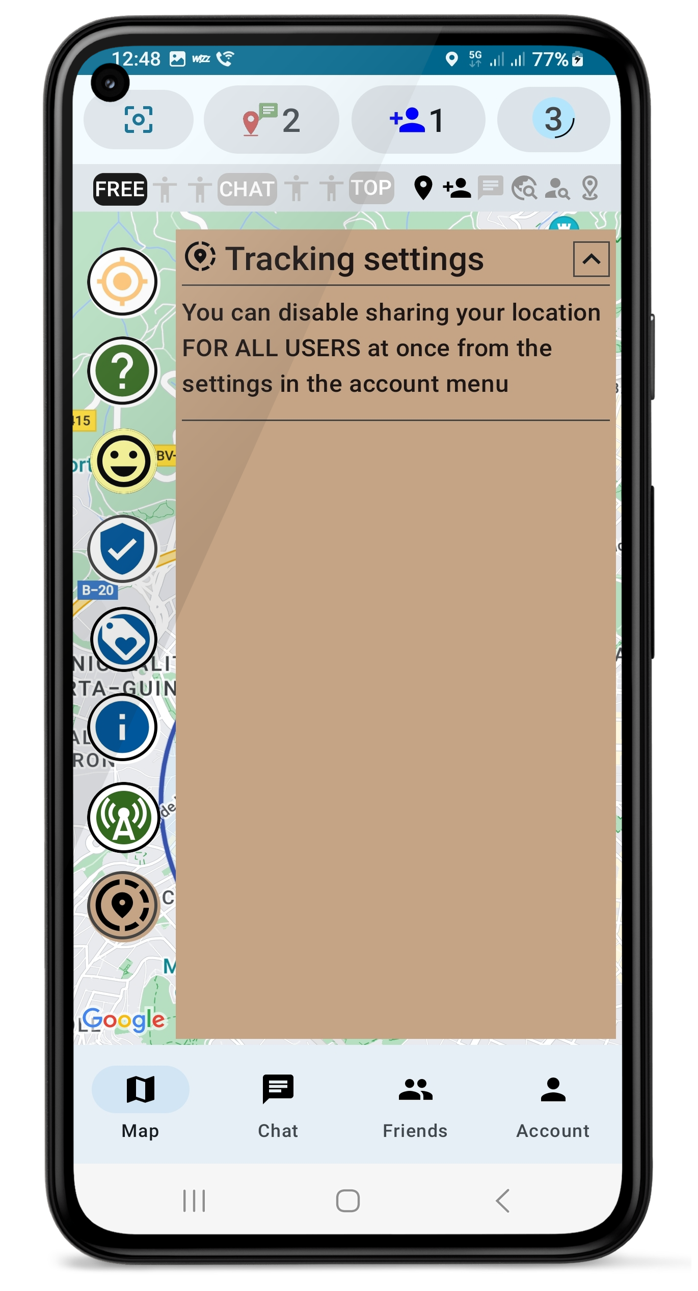 Profile tracking settings